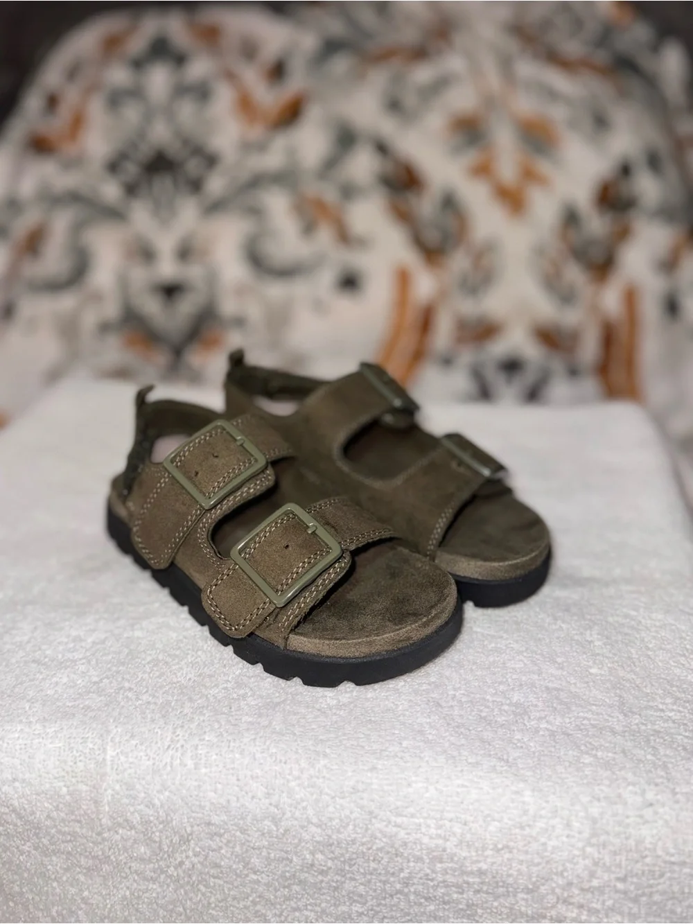 H&M Olive Green Double-Strap Kids Sandals
